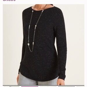 Chicos Graphite Heather Gray Angelina Yarn Bateau Pullover Sweater Sz XL